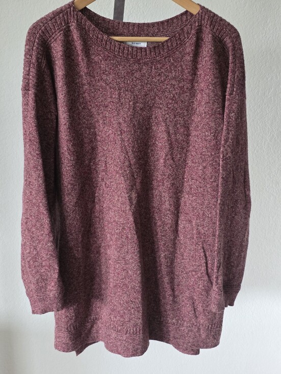 Old Navy Sweaters - Old Navy Burgundy Marled Tunic Sweater Large Long Sleeve Cozy Knit Pullover